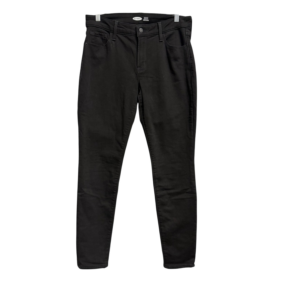 Old Navy Rockstar Super Skinny Built-In Warm Jeans Black Mid Rise Size 6